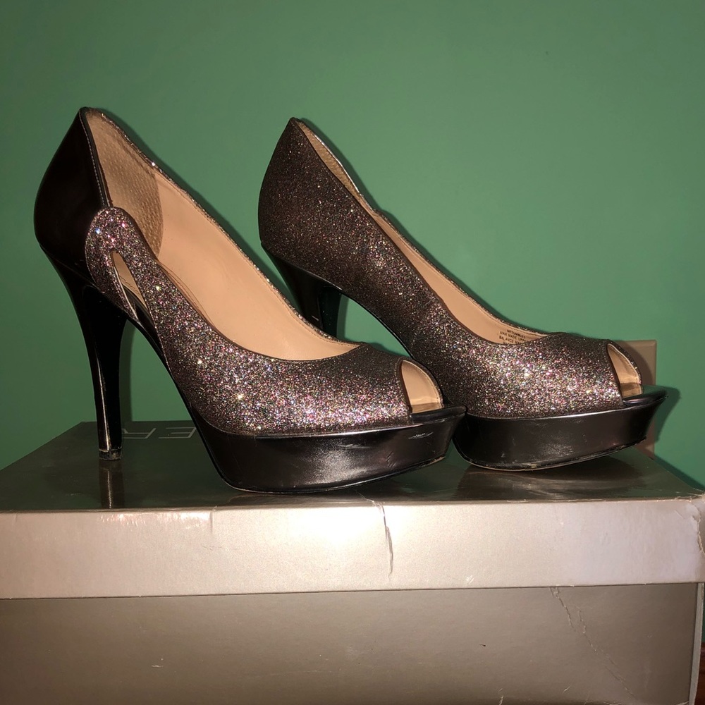 Marc Fisher silver sparkly heels